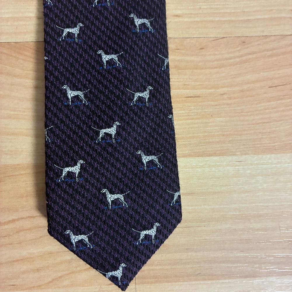 ECARA Purple Silk Tie Dog Pattern Novelty Animal Print Necktie